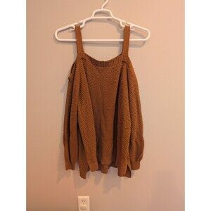 Maurice's Women's Sweater 2X Rust Color Cold Shoulder Straps Cotton Blend Ribbed